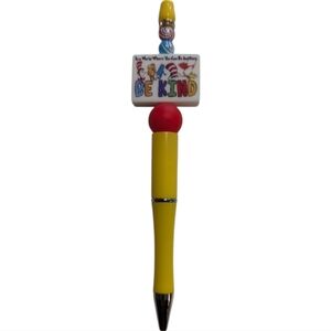 Hand Crafted Ink Pen Yellow Dr. Seuss Be Kind Beads NEW  H-022